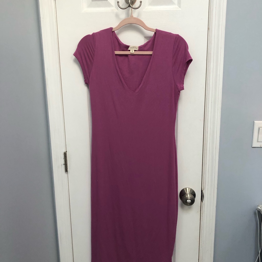 See You Monday Xl Women's V-Neck Short Sleeve Stretch Bodycon Midi Dress